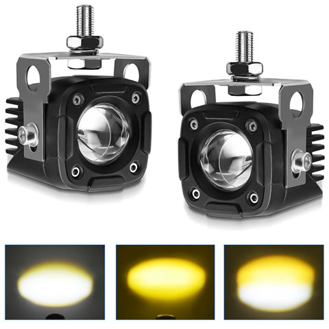 2Pcs Motorcycle LED Spotlight IP68 Waterproof High Low Beam Headlight for Off Road Electric Vehicles