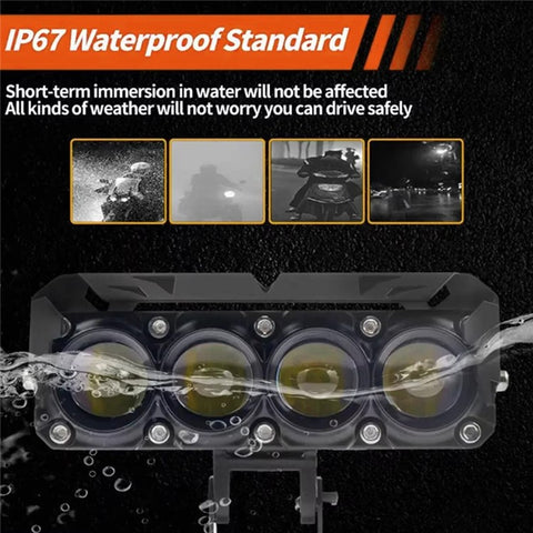MOFOX 3-LED Motorcycle Auxiliary Light Waterproof Motorbike External Headlight Fog Lamp