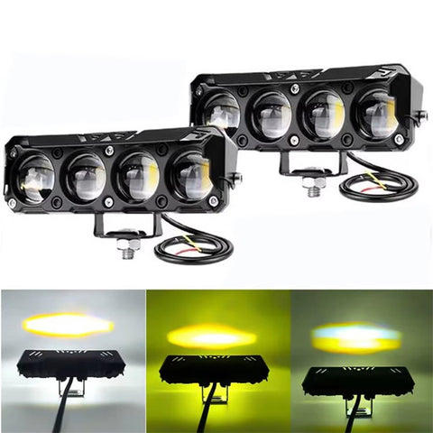 MOFOX 4-LED Motorcycle Auxiliary Light Waterproof Motorbike External Headlight Fog Lamp