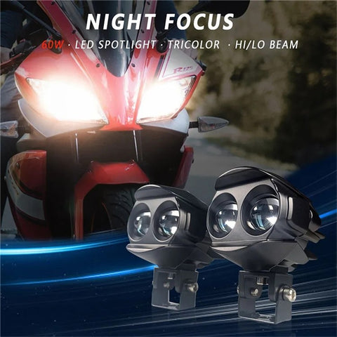 MOFOX W05 Motorcycle LED Fog Light Dual Head Spotlight 40W 8000Lms High / Low Beam Light