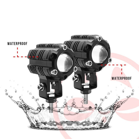 V05 1 Pair Motorcycle LED Fog Lights IP67 Waterproof Aluminum Alloy Housing High Low Beam Spotlight