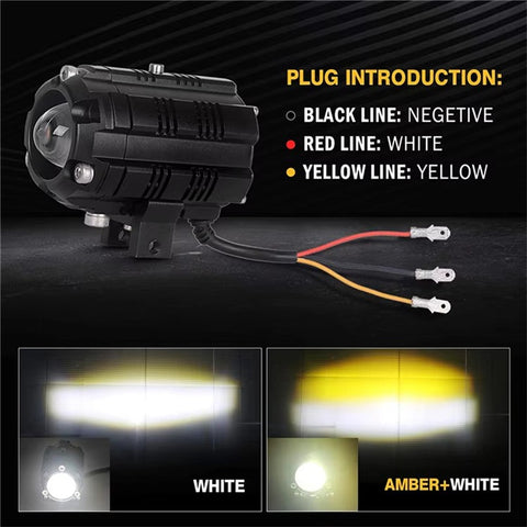 V05 1 Pair Motorcycle LED Fog Lights IP67 Waterproof Aluminum Alloy Housing High Low Beam Spotlight