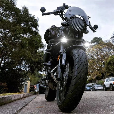 V05 1 Pair Motorcycle LED Fog Lights IP67 Waterproof Aluminum Alloy Housing High Low Beam Spotlight