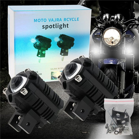 V05 1 Pair Motorcycle LED Fog Lights IP67 Waterproof Aluminum Alloy Housing High Low Beam Spotlight