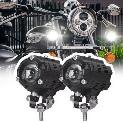 V05 1 Pair Motorcycle LED Fog Lights IP67 Waterproof Aluminum Alloy Housing High Low Beam Spotlight