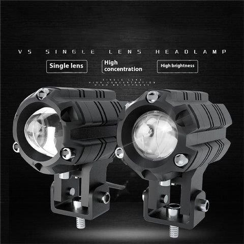 V05 1 Pair Motorcycle LED Fog Lights IP67 Waterproof Aluminum Alloy Housing High Low Beam Spotlight