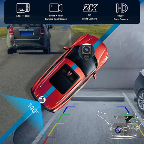 W514A 10.26 Inch Wireless CarPlay and Android Auto Screen with 1080P Dual Recording AHD Backup Camera