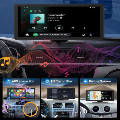 W514A 10.26 Inch Wireless CarPlay and Android Auto Screen with 1080P Dual Recording AHD Backup Camera