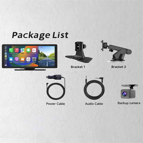 W514A 10.26 Inch Wireless CarPlay and Android Auto Screen with 1080P Dual Recording AHD Backup Camera
