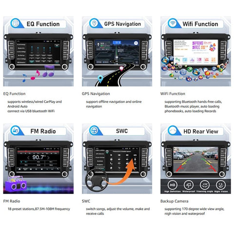 RH5013C 7 Inch Touch Screen Android 13 Car Stereo Radio Android Auto Multimedia Player, 2+32GB