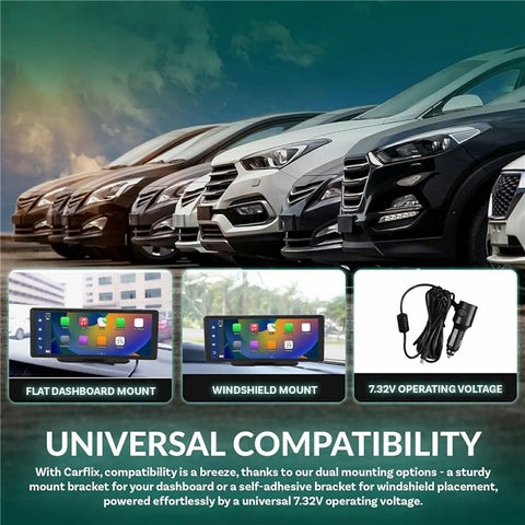 T60 Portable CarPlay Android Auto Screen 11.3 Inch Touchscreen Car Stereo Display with 1080P Rear View Camera and 24H Parking Monitor