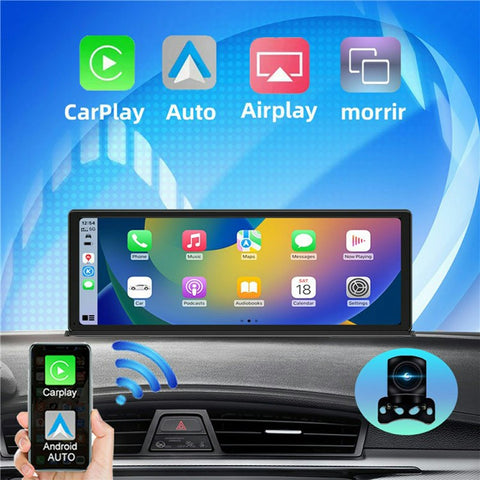 T60 Portable CarPlay Android Auto Screen 11.3 Inch Touchscreen Car Stereo Display with 1080P Rear View Camera and 24H Parking Monitor