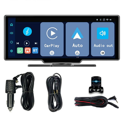 For Car Dashboard 10.26 Inch Touch Screen CarPlay Android Auto FM Transmitter with Rearview Camera