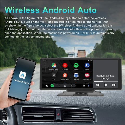 For Car Dashboard 10.26 Inch Touch Screen CarPlay Android Auto FM Transmitter with Rearview Camera
