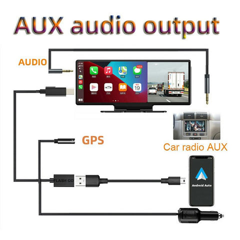 For Car Dashboard 10.26 Inch Touch Screen CarPlay Android Auto FM Transmitter with Rearview Camera