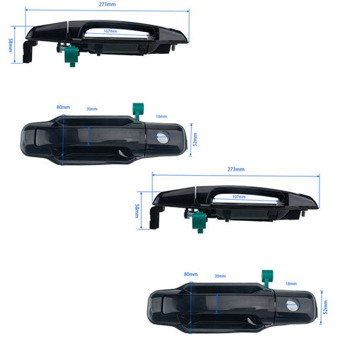 A3443 2 Pairs Car Front Rear Right Left Exterior Door Pull Handle for Kia Sorento, OE: 82650-3E010, 82660-3E010