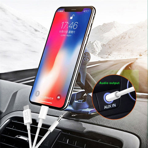 MH045S 3-in-1 Type-C / iP / 3.5mm Multifunction Car Audio Cable for iPhone 13 / Google Pixel 4 / Samsung Galaxy S20