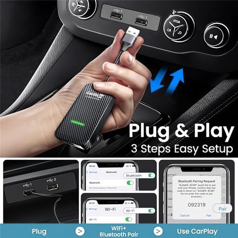 CARLINKIT 3.0 CPC200-U2W Plus Wireless CarPlay Adapter for Wired CarPlay Cars Wireless CarPlay Dongle