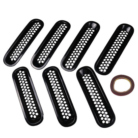 7Pcs For Jeep Wrangler JK 2007-2017 Car Front Grille Grill Mesh Inserts Guards Net