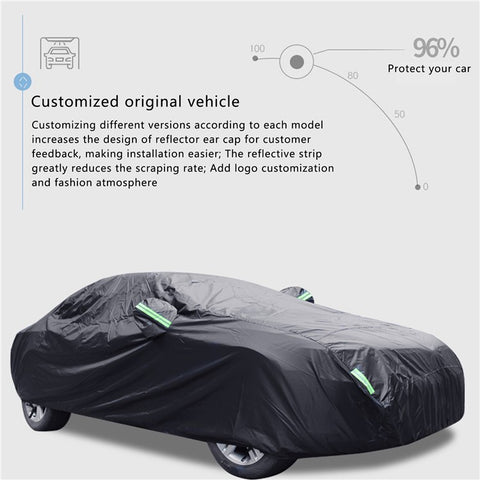 1026 190T Silver Coated Cloth Car Cover Reflective UV Protection Waterproof Car Hood