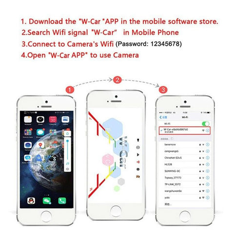WCA102 WiFi Wireless Camera for 12-36V Car, Bus HD 1080P Infrared Night Vision Rear View Camera