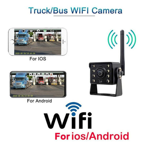 WCA102 WiFi Wireless Camera for 12-36V Car, Bus HD 1080P Infrared Night Vision Rear View Camera