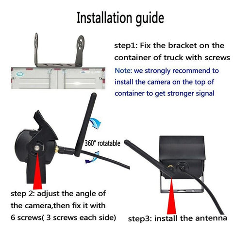 WCA102 WiFi Wireless Camera for 12-36V Car, Bus HD 1080P Infrared Night Vision Rear View Camera