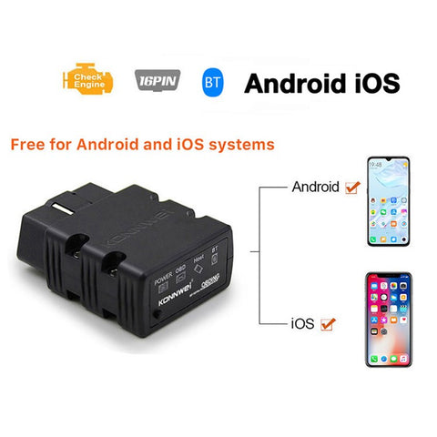 KONNWEI KW902 Bluetooth-compatible 4.0 5.0 ELM327 OBD2 IOS / Android Dual-Mode Car Fault Detector Diagnosis Device