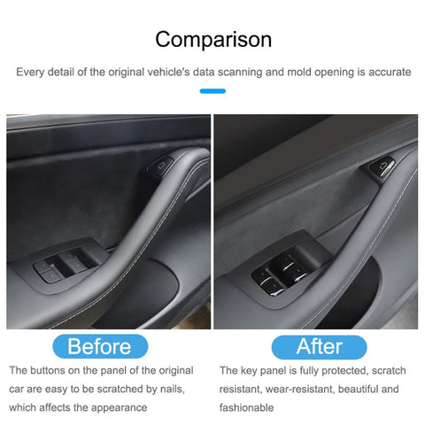 M30810 11Pcs Car Sticker Set Resin Button Repair Kit Window Switch, Door Lock Stickers for Tesla Model Y / 3