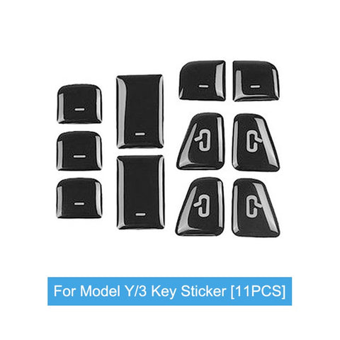 M30810 11Pcs Car Sticker Set Resin Button Repair Kit Window Switch, Door Lock Stickers for Tesla Model Y / 3