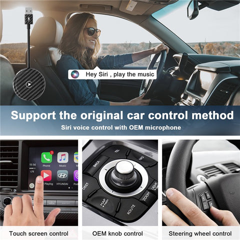 THT-020-5 Wireless CarPlay Adapter AI Box Wired to Wireless CarPlay Dongle for Wired CarPlay Cars