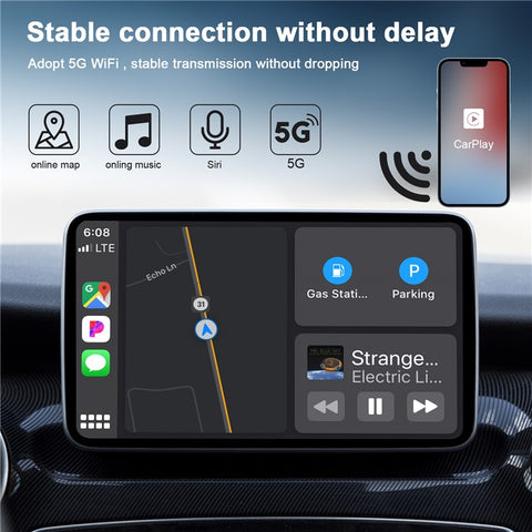 THT-020-5 Wireless CarPlay Adapter AI Box Wired to Wireless CarPlay Dongle for Wired CarPlay Cars