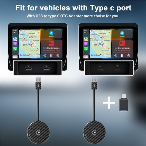 THT-020-5 Wireless CarPlay Adapter AI Box Wired to Wireless CarPlay Dongle for Wired CarPlay Cars
