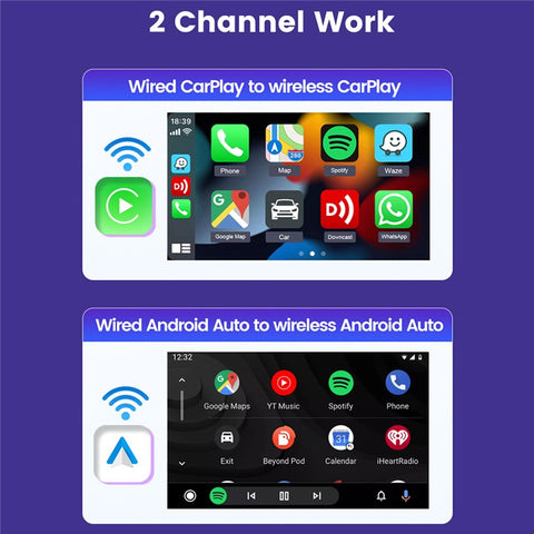 CARLINKIT 2Air-OEM-BK 2 in 1 Wireless CarPlay Android Auto Adapter Wired to Wireless Car Adapter with Auto Connection and OTA Upgrade