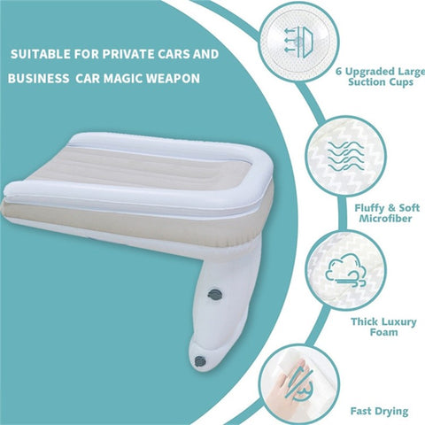Inflatable Airplane Car Bed for Toddler Baby Travel Plane Sleeping Bed with Pump Safety Belt and Storage Bag