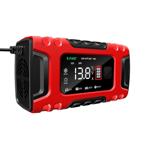 E-FAST TK-600 7-Stage Automatic Charger 12V / 24V Large Screen Car Battery Charger for Motorbikes, Trucks, etc.