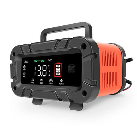 E-FAST TK-700 7-Stages 12V / 24V Motorcycle Car Battery Charger Large Screen Display Smart Battery Charger