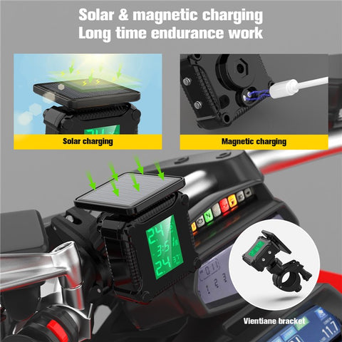 M9 Tire Pressure Monitoring System Wireless TPMS Motorcycle Solar Charge Tyre Alarm External Sensor