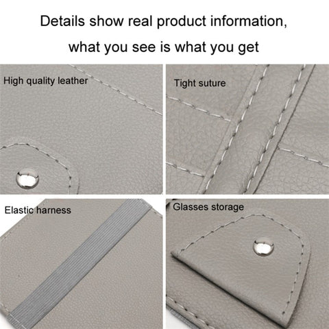 Car Sun Visor Decorative Storage Bag PU Leather Bill Glasses Cards CD Holder Storage Bag (No Zipper)