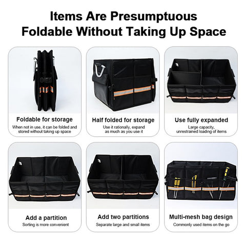 YH-4331 46L Car Trunk Folding Storage Box PP Divider Outdoor Travel Trunk Organizer with Lid