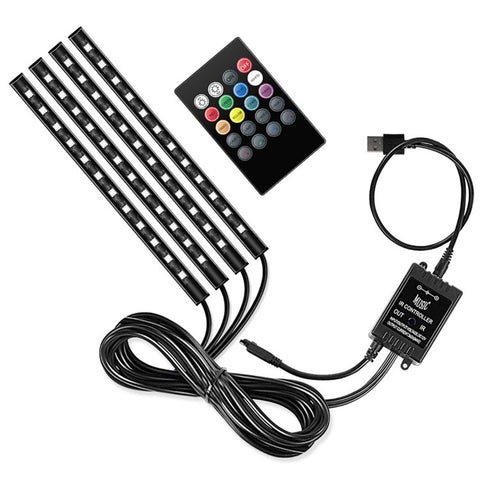 E6U48 USB 5V Voice Control Car Ambient Light 48 LED Music Light Strip for Bedside, TV Background