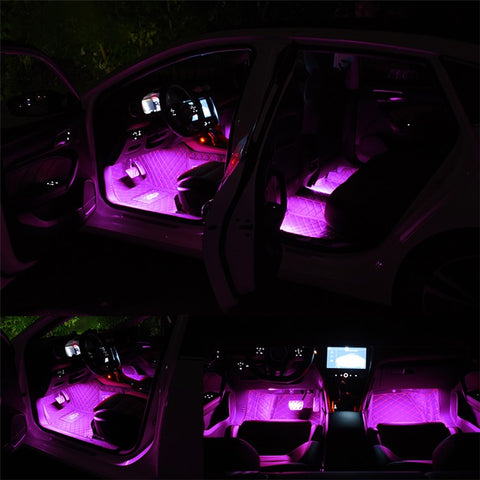 E2U USB 12V Monochrome Car Ambient Light Waterproof 48 LED Light Strip for Car Internal Decoration