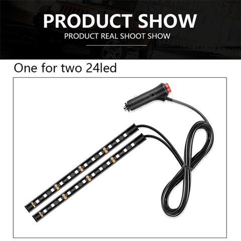 E1U USB 12V 24 LED Car Light Strip Monochrome Car Ambient Light for Car Internal Decoration