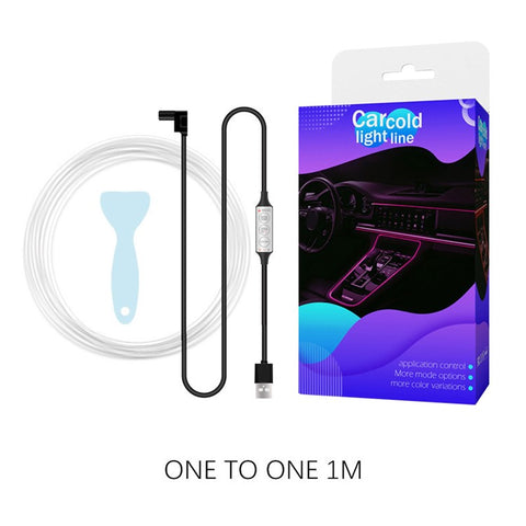 H1U 1m Car Interior Decorative RGB LED Flexible Light Strip USB Wire Control Cold Light Strip