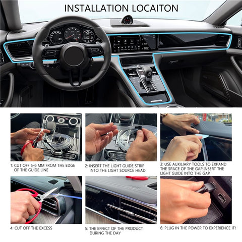 H2U 2m Car Interior Ambient Neon Cold Light Strip USB Wire Control RGB LED DIY Flexible Light Strip