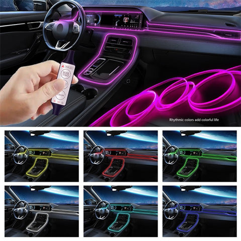 H2U 2m Car Interior Ambient Neon Cold Light Strip USB Wire Control RGB LED DIY Flexible Light Strip