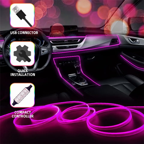 H2U 2m Car Interior Ambient Neon Cold Light Strip USB Wire Control RGB LED DIY Flexible Light Strip