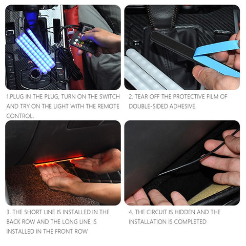F12U Car Interior 48 LED Light Bar Strip 4 Music Control Modes USB 5V Car Ambient Lamp with APP / Remote Control