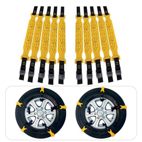 R-1539 10Pcs Winter Car Truck Tire Snow Chain TPU+Steel Anti-skid Widen Strap Vehicle Wheel Chain
