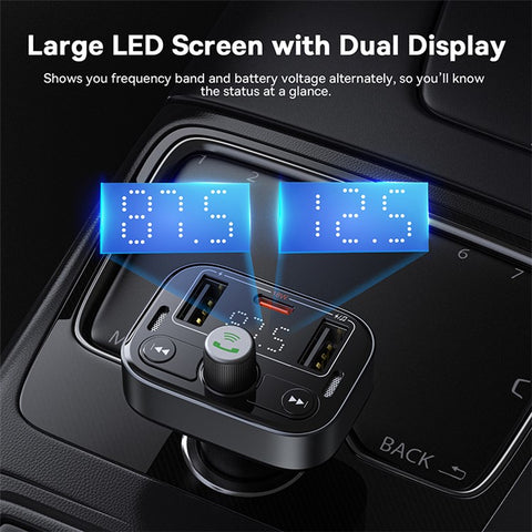 BASEUS S-09 Pro Bluetooth Hands-free Call Music Player Dual USB + Type-C Car Charger FM Transmitter